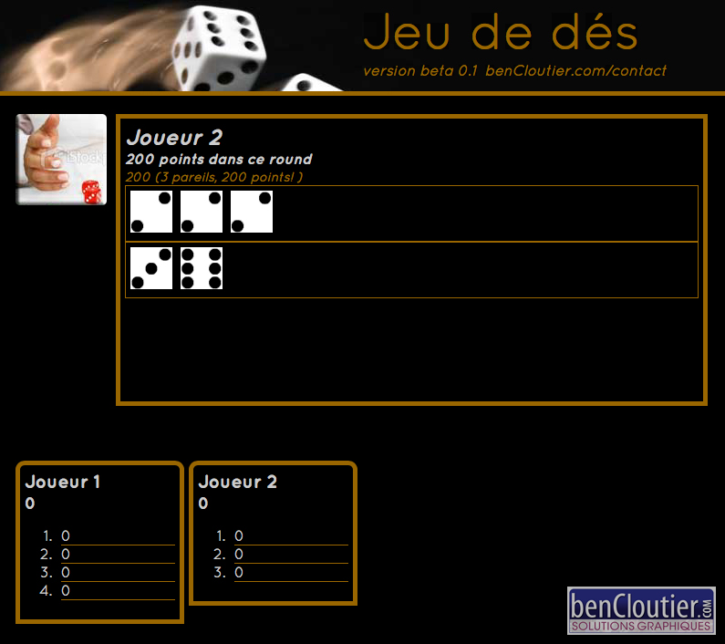 Jeu de dés benCloutier